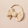 Fascia elastica per neonati con grande fiocco jacquard beige a maglia a trecce - Color Carne (#3)