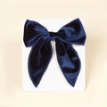 Classic navy blue velvet bow hair clip for girls on a white display card holder - 13cmx12.5cm / Navy Blue