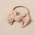 Fascia per neonati con fiocco in maglia rosa e nastro in nylon morbido elastico - Rosa (#5)