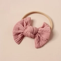 Rosa Baby Stirnband mit Strickschleife und elastischem Band in Hautfarbe für Mädchen - Dunkel-Altrosa (#6)