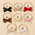 Set of 8 baby lace bow headbands in various colors with high elastic nylon bands - Random Color
