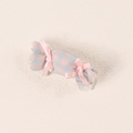 Detail von haarclip in Bonbonform mit rosa-blauem Karostoff und Satin-Schleifen - Rosa Blau Kariert (4)