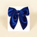 Dark blue velvet oversized swallowtail bow hair clip for girls with metallic hair pin - 13cmx12.5cm / Sapphire Blue