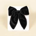 Elegant black velvet swallowtail bow hair clip for girls on minimalist white card display - 13cmx12.5cm / Black