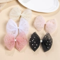 Lot de barrettes à nœuds en tulle avec perles d'imitation pour filles en divers coloris - Multicolore (Couleur Aléatoire)