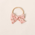 Bandeau bébé à carreaux roses avec imprimé cerise et bande élastique en nylon - Rose Clair