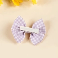 Pink checkered bow hair clip with scalloped edges for babies and newborns in a soft style - Hair Clip Style / Light Purple