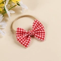 Diadema para bebé con lazo de cuadros vichy rosa y banda elástica de nailon suave - Estilo Diadema / Rojo