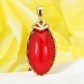 Collier en acier titane avec pendentif vintage en pierre d'oeil de chat rouge - Or Pierre Rouge (Pendentif Seul (Sans Chaîne))