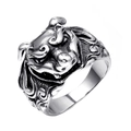 Anello testa di toro vintage in acciaio inossidabile con finitura argento antico - US 7 / Argento