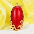 Pendente ovale con pietra occhio di gatto rossa e montatura in acciaio inossidabile dorato - Solo Ciondolo (Senza Catena) / Oro Zirconia Rossa