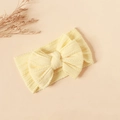 Fascia elastica in nylon per neonati con doppio fiocco in tessuto a maglia crema - #5 Beige / 16*9cm