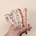 Lot de 5 bandeaux à fleurs brodées pour filles avec bordure en dentelle et doublure satin - Couleur Aléatoire