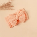 Peach baby headband with double-layered bow and elegant cable knit texture design - #6 Light Orange / 16*9cm