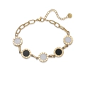 Pulsera de acero inoxidable chapado en oro con colgantes de números romanos y nácar - Dorado
