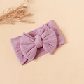 Elastic purple nylon headband for babies featuring a large textured jacquard bow - #7 Taro Purple / 16*9cm