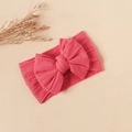 Elastic nylon baby headband with large double-layered bow in vibrant rose red knit - #10 Watermelon Red / 16*9cm
