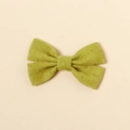 Pince à cheveux nœud en velours côtelé vert herbe avec paillettes dorées fille - Vert Haricot