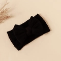 Infant elastic nylon headband featuring a large black double-layered knit bow for baby girls - #16 Black / 16*9cm