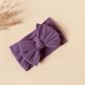 Elastic dark purple cable knit baby headband with a large matching bow decoration - #23 Light Purple / 16*9cm