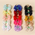 15-piece set of nylon baby headbands with gold dot sequin bows in various colors - Random Color