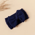 Navy blue jacquard bow baby headband featuring soft stretchy nylon knit texture - #31 Navy Blue / 16*9cm