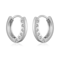 Minimalistische versilberte Creolen mit sechs klaren Zirkoniasteinen für Damen - Silber (46133)