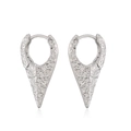 Pendientes geométricos irregulares en forma de V plateados con acabado de textura martillada - Plateado (46151)