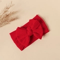 Elastic red nylon baby headband featuring a large jacquard knit bow decoration - #35 Big Red / 16*9cm
