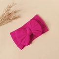 Elastic baby nylon headband featuring a large magenta double bow with jacquard texture - #36 Rose Red / 16*9cm