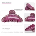 Large dark purple acrylic hair claw clip with rhinestones and metal spring detail - Purple