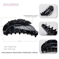 Large black acrylic hair claw clip with colorful rhinestones measuring 12.2cm in length - Blue