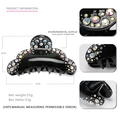 Pinza per capelli nera in acrilico con strass colorati, dimensione media 9cm - Strass Nero AB