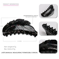 Large black acrylic hair claw clip with colorful rhinestones, 12.2cm length for women - Black