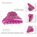Pinza para el pelo de acrílico morado rosa brillante con diamantes y textura de rejilla - Morado