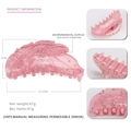 Pink leaf-shaped acrylic hair claw clip with rhinestones for women, 12.2cm large size - Pink