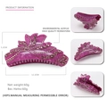 Grande molletta per capelli in acrilico viola scuro con strass e motivo floreale 12.2CM - Viola