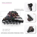 Große schwarze Acryl-Haarklammer mit bunten Strasssteinen, 9,4 cm funkelnde Haarspange - Schwarz Irisierender Strass