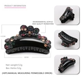 Pinza para el pelo de acrílico negro pulido con pedrería de colores 10cm x 4,5cm - Negro