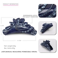 Grande pince à cheveux en acrylique bleu foncé avec strass brillants, 12,2 cm de long - Bleu