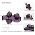 Pinza para el pelo con lazo morado, acetato francés y diamantes austriacos, 8cm - Morado