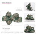 Pasador de lazo verde oscuro en acetato con diamantes de cristal y clip de muelle - Verde