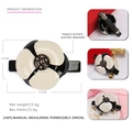 Barrette fleur de camélia en acétate français avec cristaux autrichiens noir et blanc - Noir et Blanc
