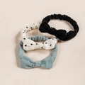 Set di tre fasce per neonati in cotone con fiocchi neri, grigio blu e a pois - Colore Casuale