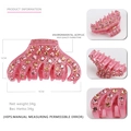 Pink acrylic large hair claw clip with rhinestones for women, 9cm size - Pink