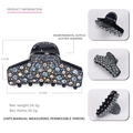 Acrylic hair claw clip in black with colorful rhinestones, 8.5cm x 5.5cm size - Blue