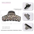 Rectangle black acrylic hair claw clip with colorful rhinestones and size dimensions - Black