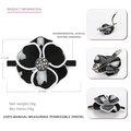 Black acrylic camellia flower hair clip with white edges and sparkling rhinestones - Black
