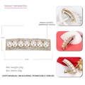Elegante fermaglio per capelli in metallo dorato con perle bianche e cristalli brillanti - Oro