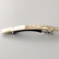 Elegant marble pattern acetate hair barrette with silver spring clip for women - Off-white